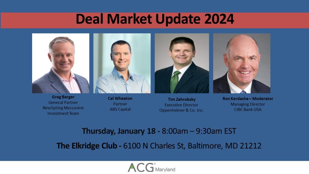 2024 MLD ACG Maryland January 2024 Deal Market Update ACG Maryland   18 Jan 24   Deal Market Update Flyer 